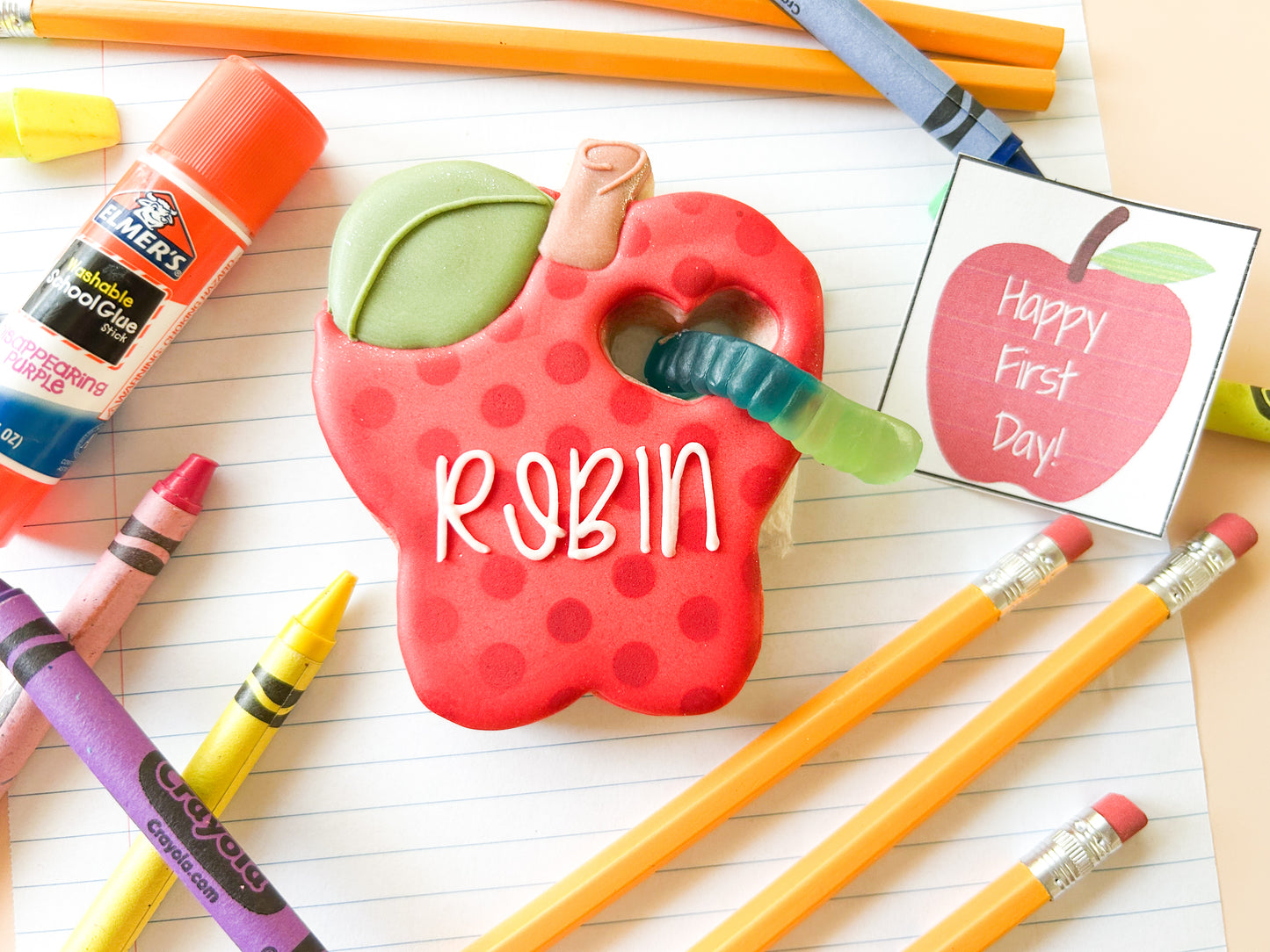 Personalized Apple & Worm Cookie!
