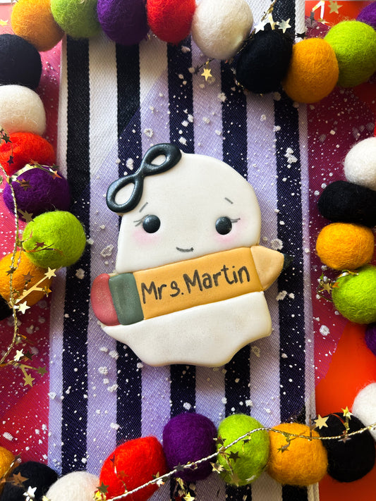 Personalized Ghost & Pencil Cookie