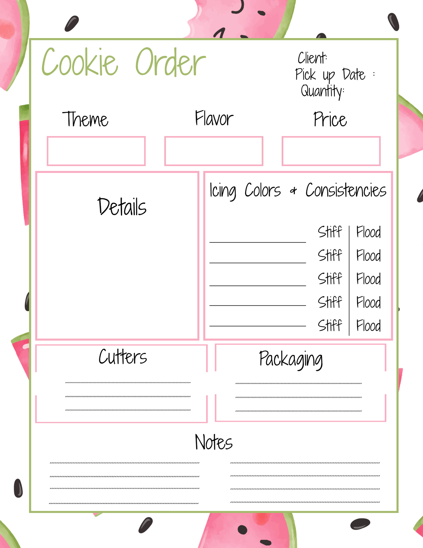 Cookie Order Form